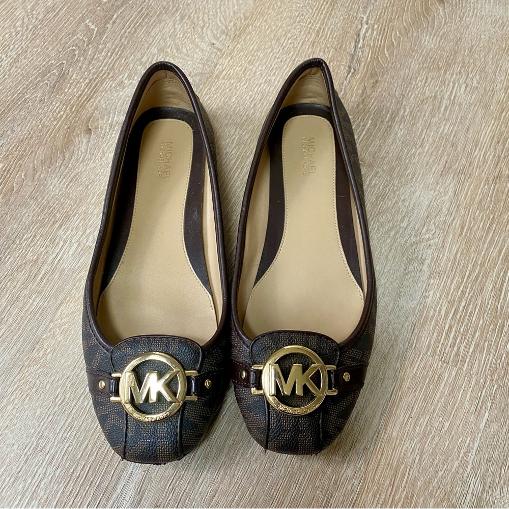 Michael Kors Fulton Studded Logo Moccasin brown gold 7.5